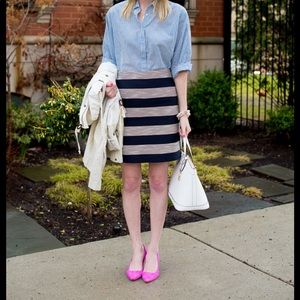 LOFT Ann Taylor Textured Stripe Skirt